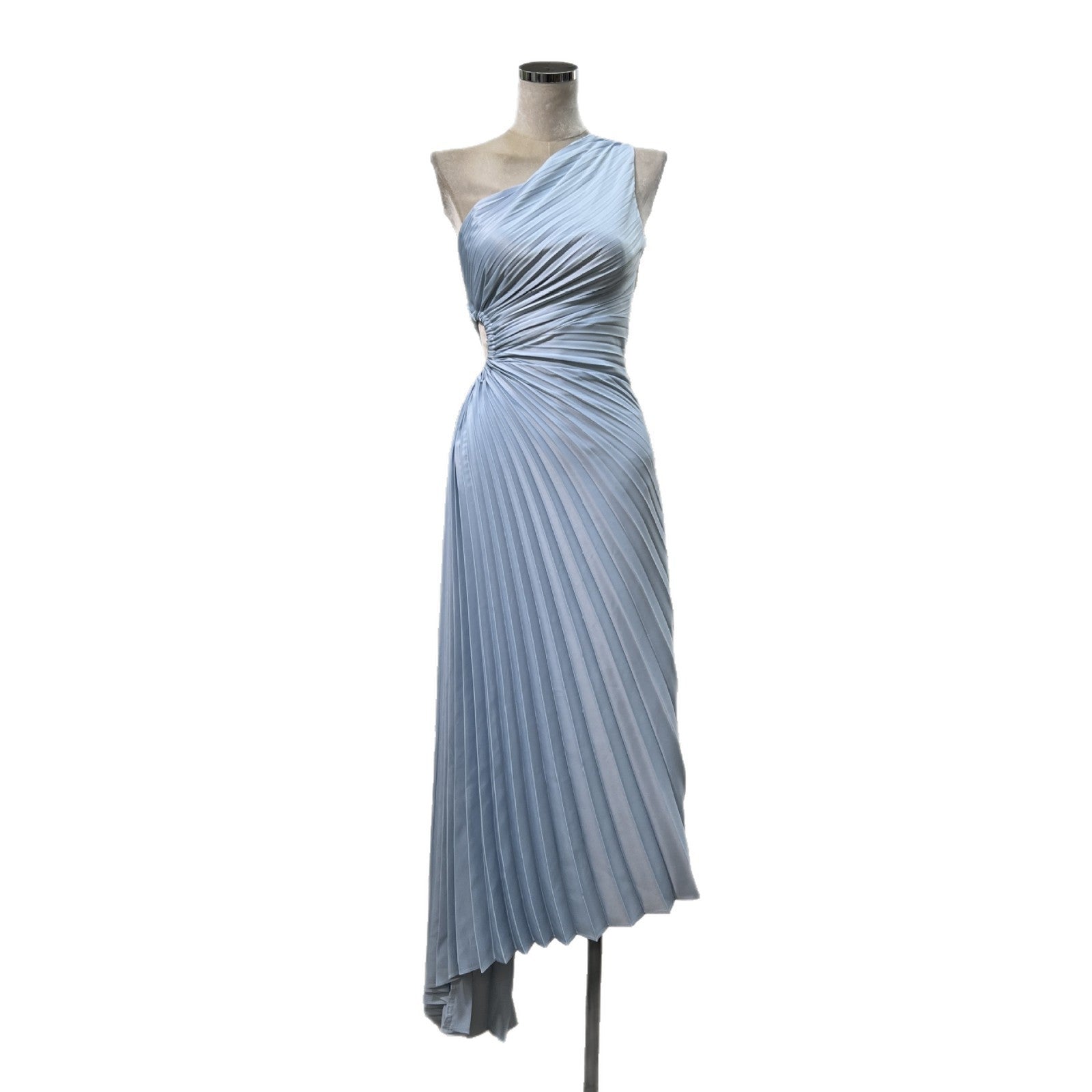 One-shoulder Pleated Hollowed-out Midriff Outfit Irregular Skirt For Women Dress
