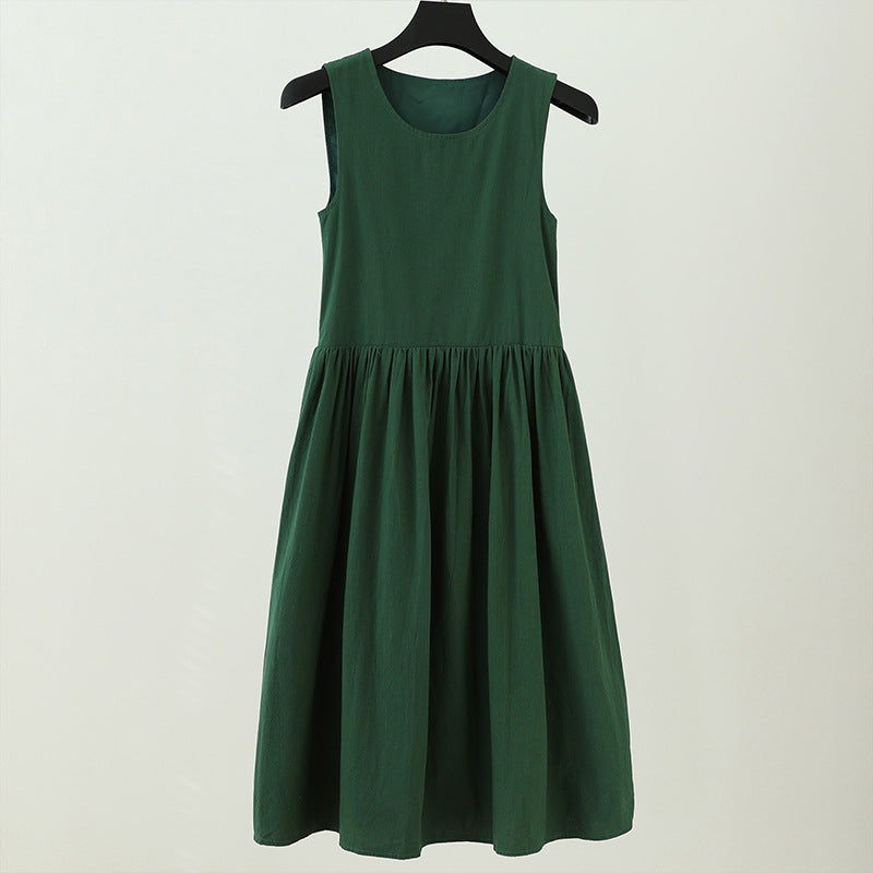 Plus Size Small Artistic Student Sleeveless French Green Dress