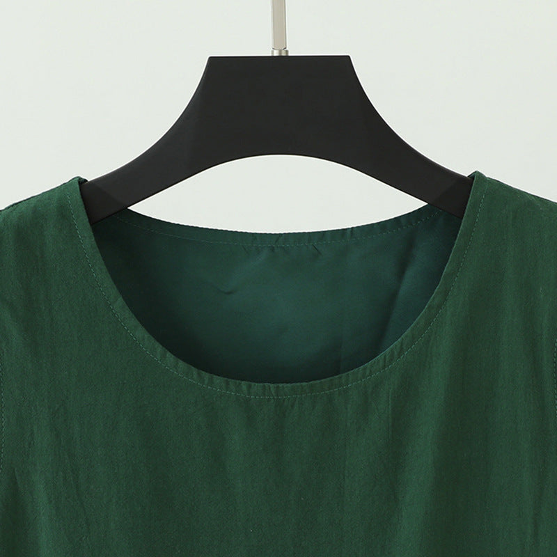 Plus Size Small Artistic Student Sleeveless French Green Dress