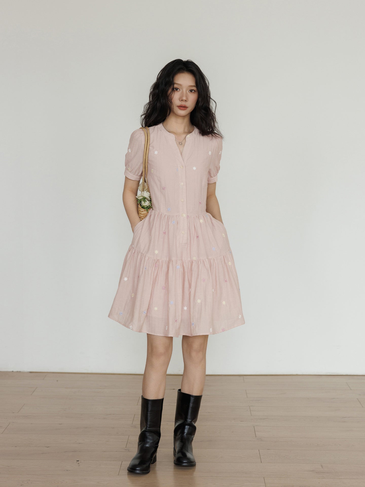 Tencel V-neck Vacation Style Gentle Elegant Wind Dress