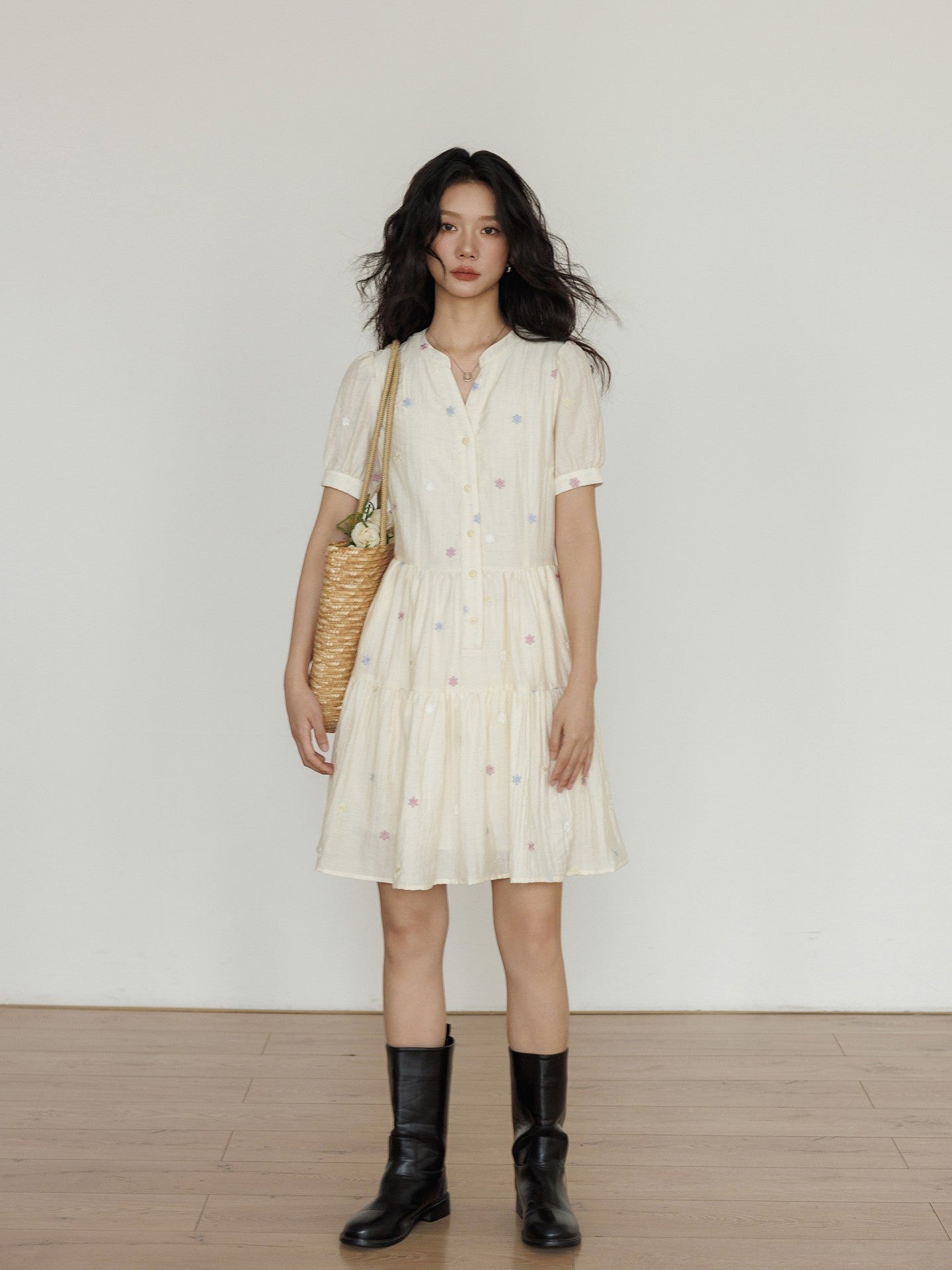 Tencel V-neck Vacation Style Gentle Elegant Wind Dress
