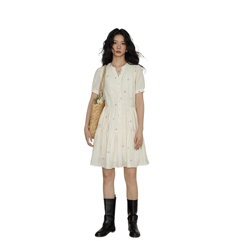 Tencel V-neck Vacation Style Gentle Elegant Wind Dress