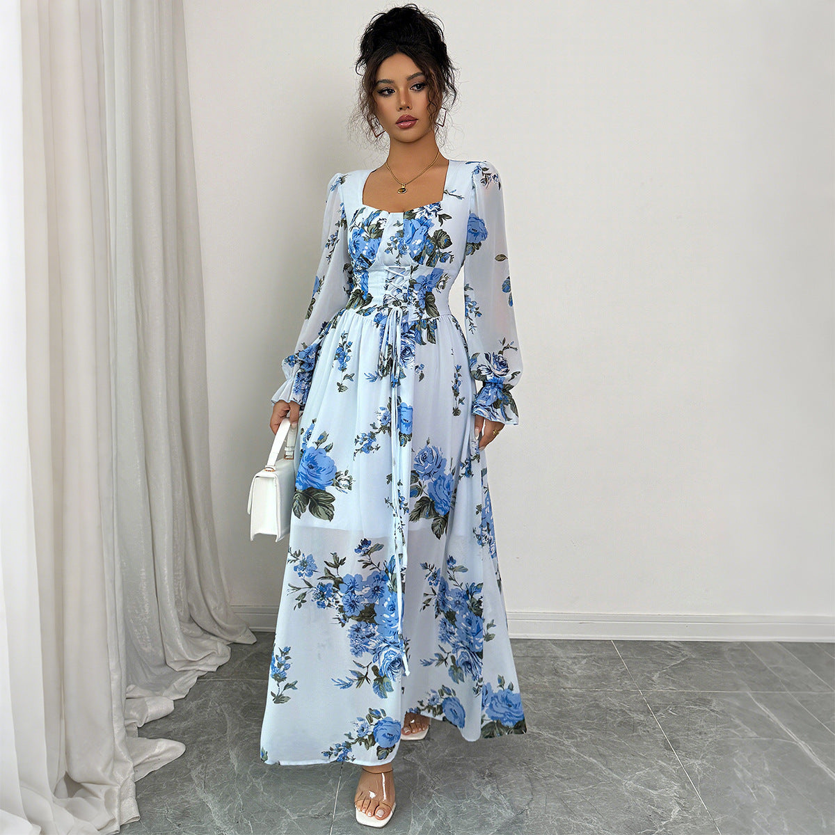Printed Fungus Long Sleeve Dress Women's Clothing