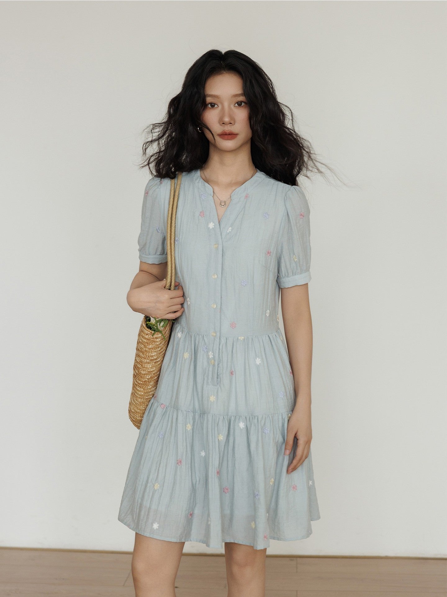 Tencel V-neck Vacation Style Gentle Elegant Wind Dress