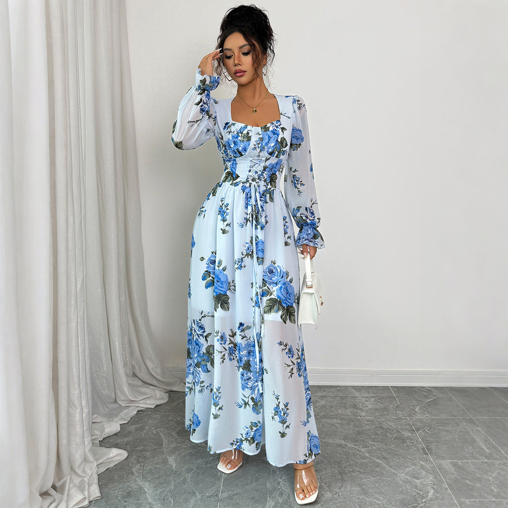 Printed Fungus Long Sleeve Dress Women's Clothing